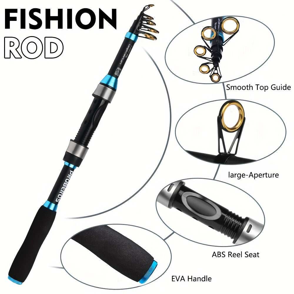 conjunto de vara e carretel telescópicos para pesca marítima de longa distância