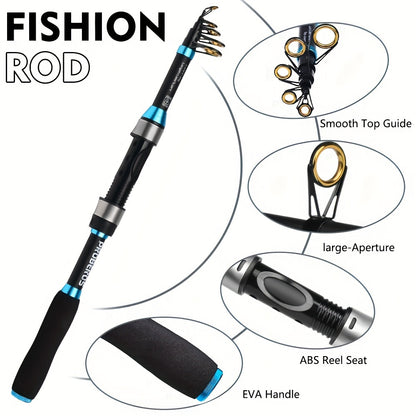 conjunto de vara e carretel telescópicos para pesca marítima de longa distância
