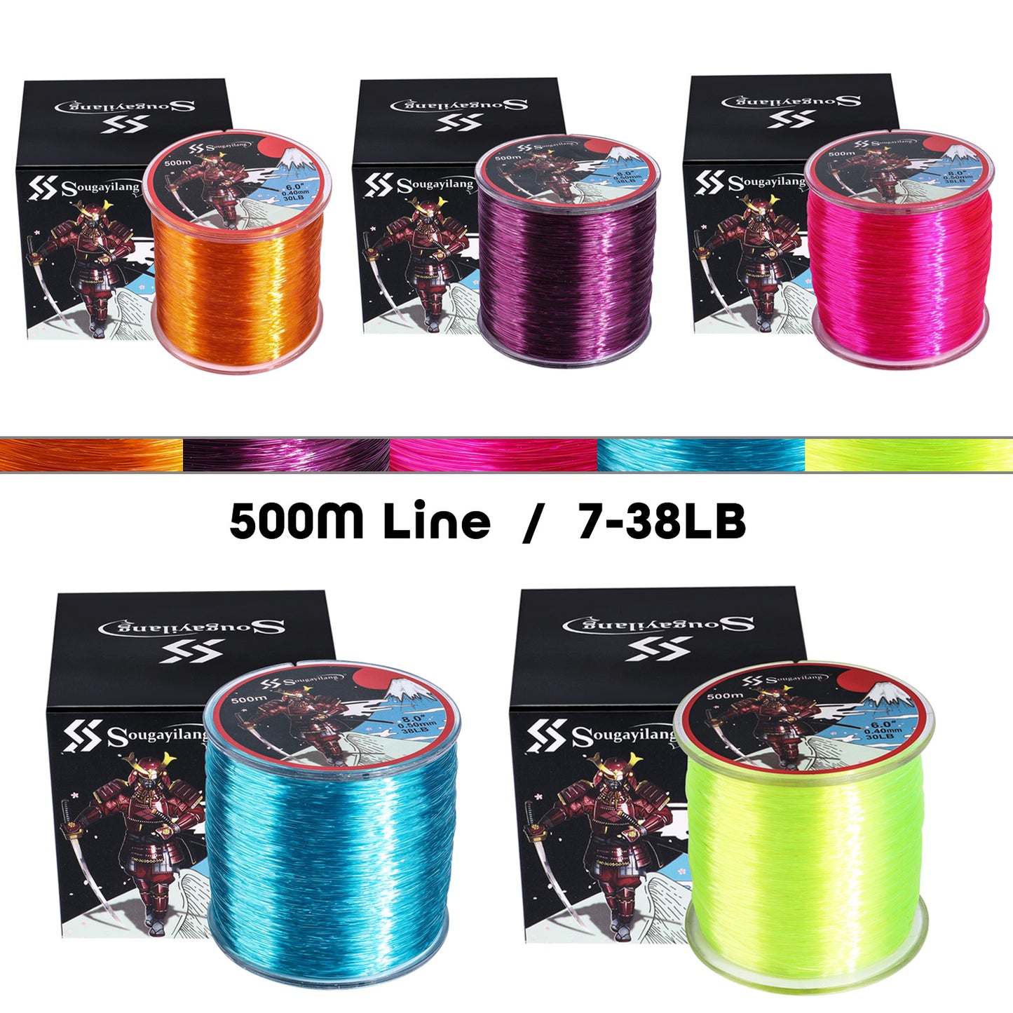 Linha de pesca de nylon monofilamento premium Sougayilang 4X, 500 m/546 jardas,