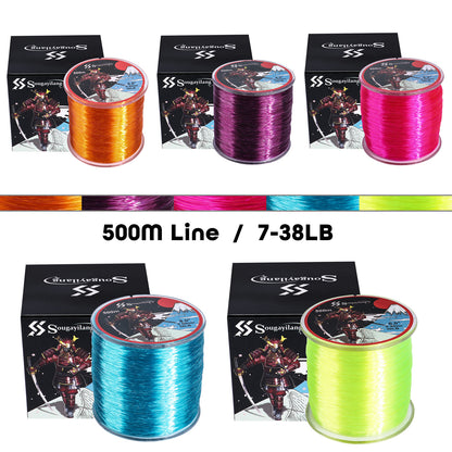 Linha de pesca de nylon monofilamento premium Sougayilang 4X, 500 m/546 jardas,