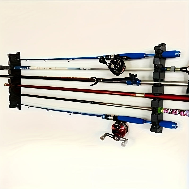 2 peças de suportes de exposição para varas de pesca, suportes horizontais de parede para varas de pesca, podem armazenar 6 varas de pesca