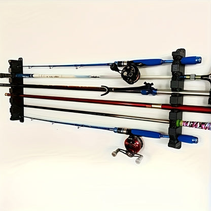 2 peças de suportes de exposição para varas de pesca, suportes horizontais de parede para varas de pesca, podem armazenar 6 varas de pesca