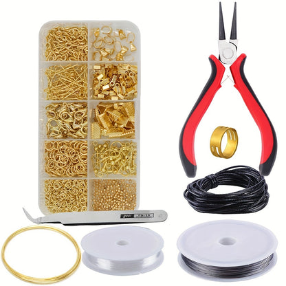 Kit para iniciantes em fabricação de joias com 900 peças, brincos, colares, ETC...