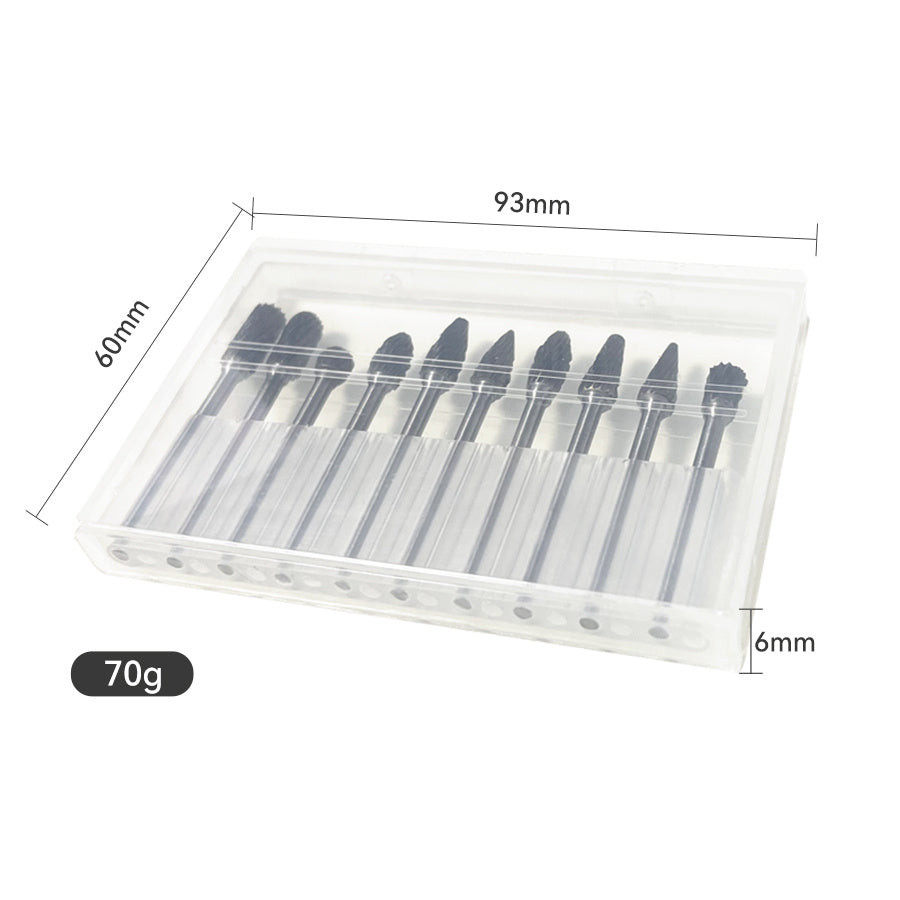 Conjunto de 10 rebarbas de carboneto de tungstênio de corte duplo - Compatível com ferramentas rotativas Dremel, para madeira, metal, pedra, pedras preciosas