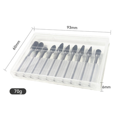 Conjunto de 10 rebarbas de carboneto de tungstênio de corte duplo - Compatível com ferramentas rotativas Dremel, para madeira, metal, pedra, pedras preciosas