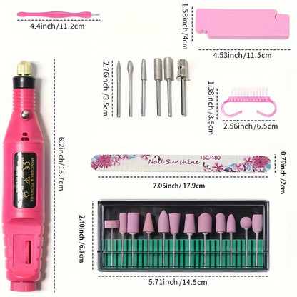 High-Power Cordless Nail Drill Machine - Effortless Gel & Acrylic Nail Polisher - Rechargeable Efile Kit with Variable Speed & Professional Bits for Salon-Quality Manicures at Home - Complete, Safe & Versatile