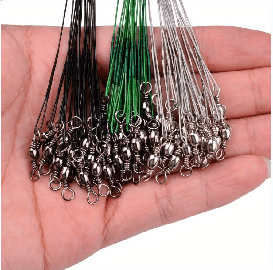 50/100pcs Linha de pesca de aço durável anti-mordida, peças e giratória