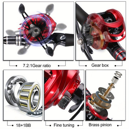 Conjunto de vara e carretilha de pesca Sougayilang Baitcasting - Vara de carbono