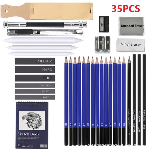 Conjunto de lápis de desenho Ultimate com 35 peças - Ferramentas premium