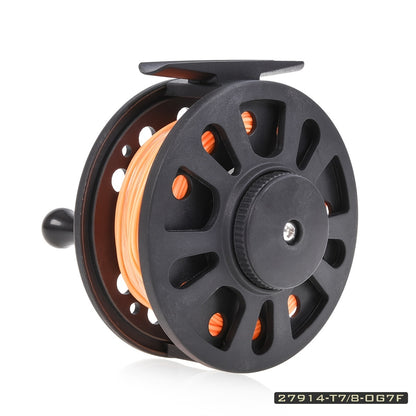 Conjunto combinado de carretel e linha de pesca com mosca pré-carregados..