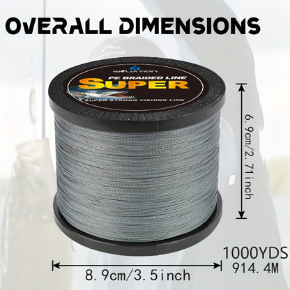 Linha de pesca trançada de 1000 jardas - ultrassensível, resistente à abrasão,