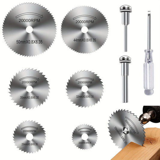 conjunto de 9 peças de rodas de corte para brocas e ferramentas rotativas, lâminas de serra 1/8 ,1/4para ferramentas rotativas, 6 peças de lâminas de corte
