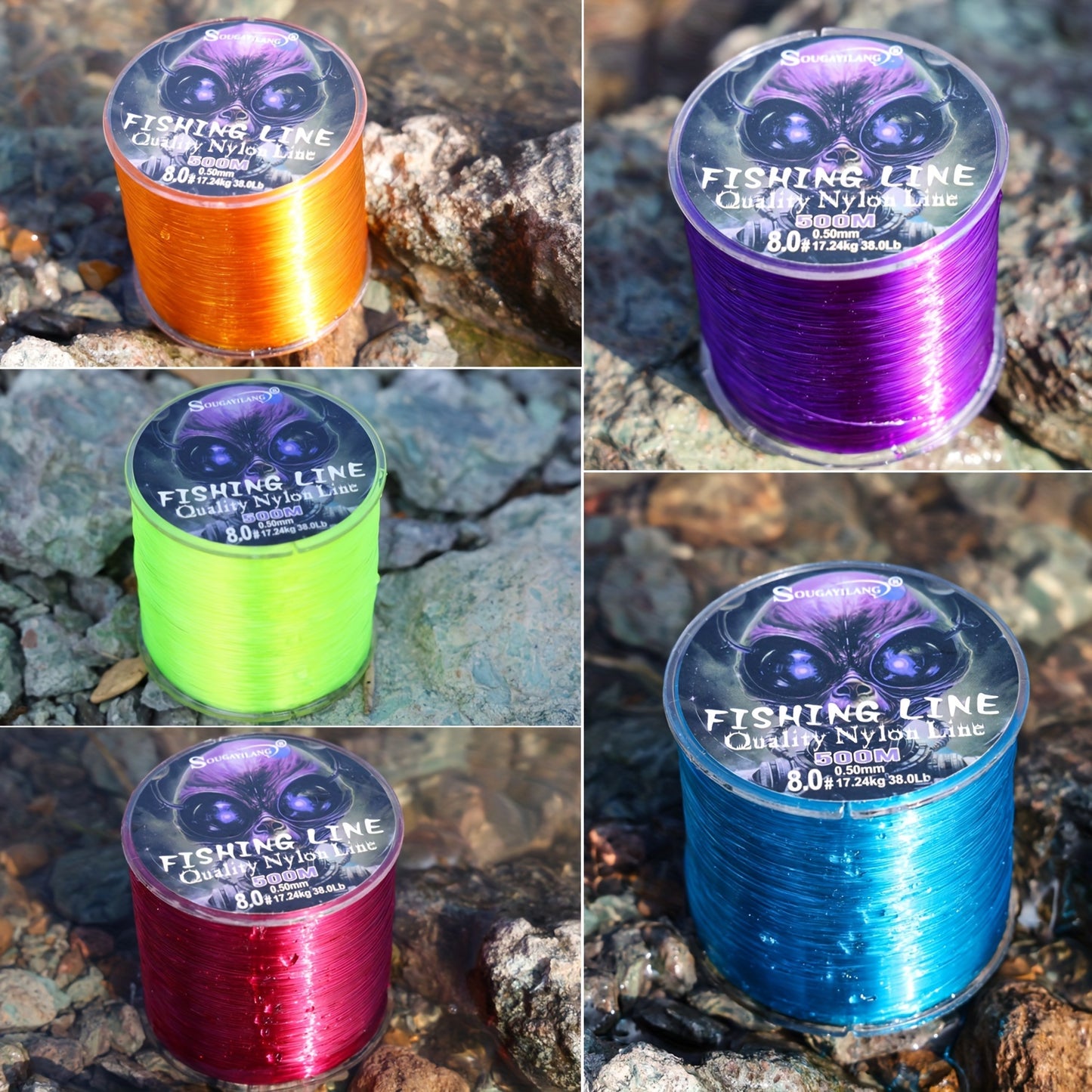 Linha de pesca de nylon ultradurável de 547 jardas/500 m da Sougayilang