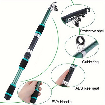 1 conjunto de kit de vara de pesca telescópica premium - portátil, durável e completo..