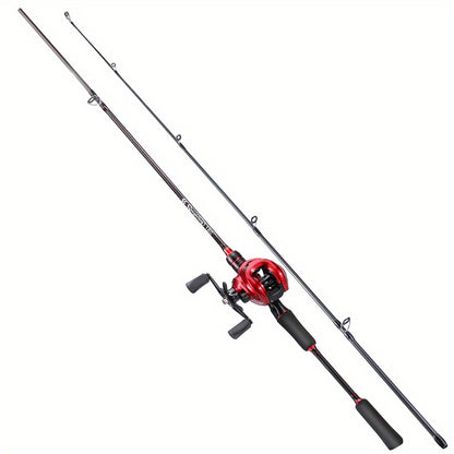 Conjunto de vara e carretilha de pesca Sougayilang Baitcasting - Vara de carbono de 1,8 m/5,9 pés com carretilha ultraleve - Perfeito para viagens, pesca em água salgada e doce