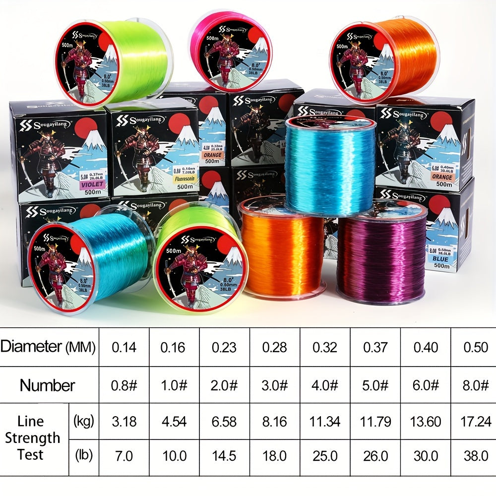 Linha de pesca de nylon monofilamento premium Sougayilang 4X, 500 m/546 jardas,