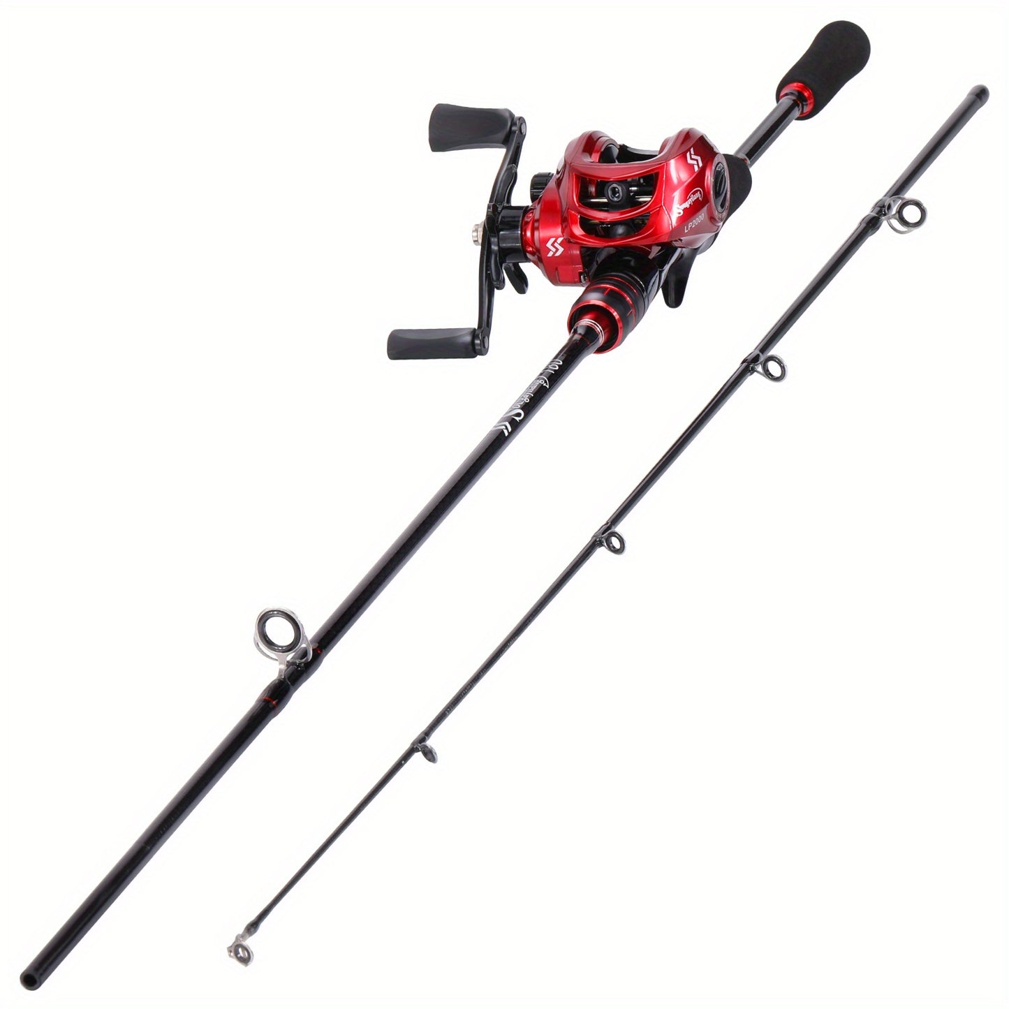 Conjunto de vara e carretilha de pesca Sougayilang Baitcasting - Vara de carbono