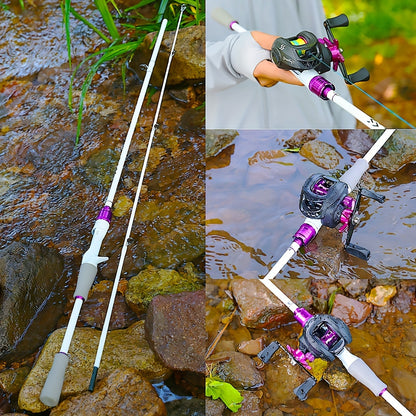 Vara de Pesca de 2 Seções 1,8 m/6 pés Vara de Carbono Duravél,Bonita com Cabo de EVA para Viagem, Pesca de Carpa e Robalo de Água Doce