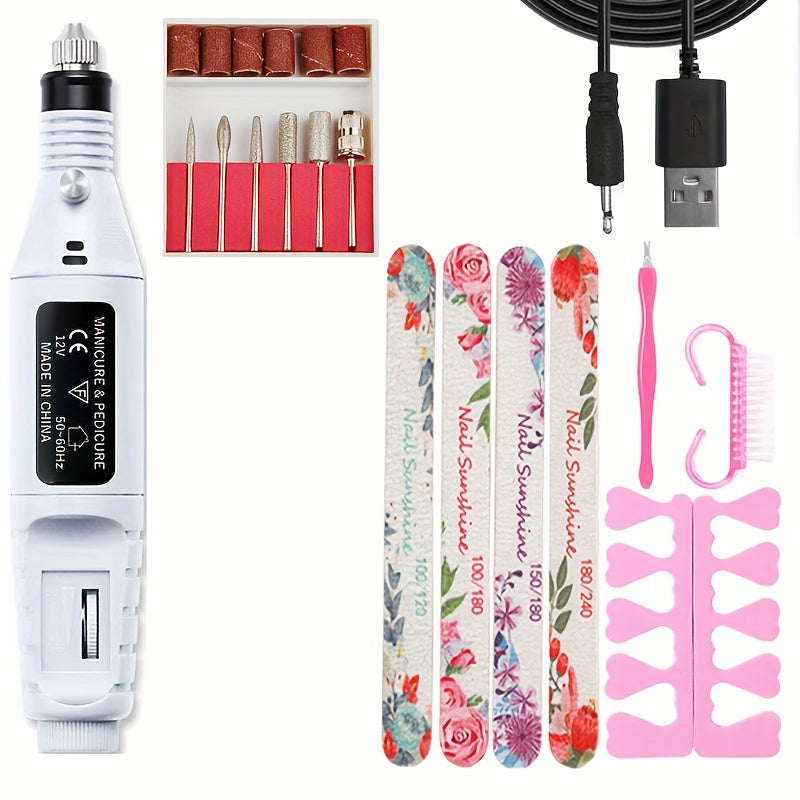 High-Power Cordless Nail Drill Machine - Effortless Gel & Acrylic Nail Polisher - Rechargeable Efile Kit with Variable Speed & Professional Bits for Salon-Quality Manicures at Home - Complete, Safe & Versatile