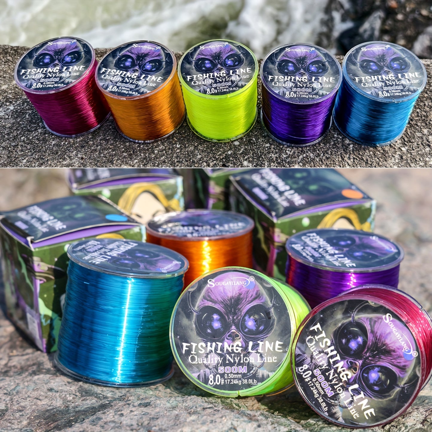 Linha de pesca de nylon ultradurável de 547 jardas/500 m da Sougayilang