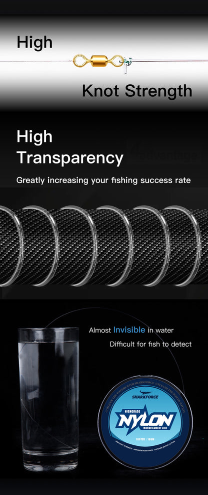 Linha de pesca monofilamento de nylon transparente de 7-40 lb...,