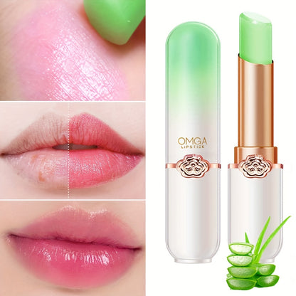 labial hidratante de longa duração que muda de cor.