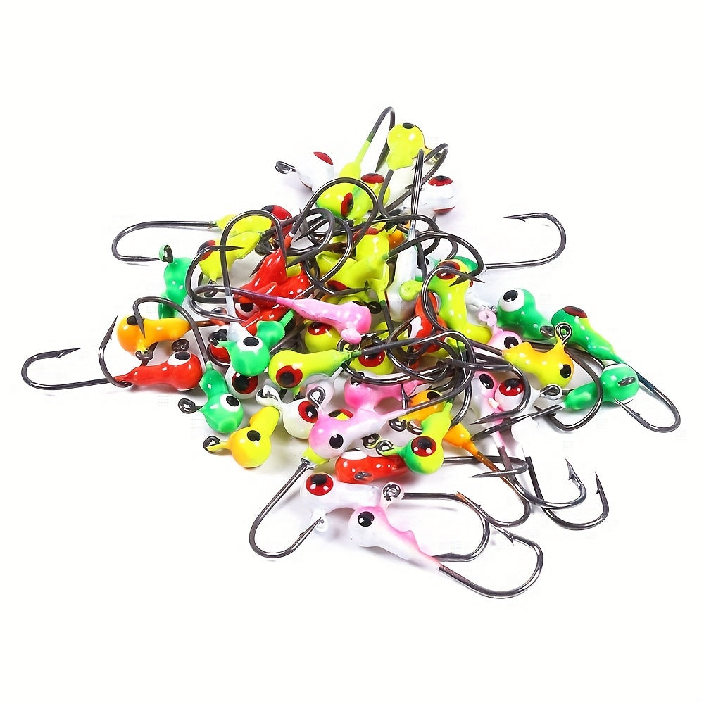 50 peças de iscas vibrantes HENGJIA com cabeça de jig - duráveis e versáteis.