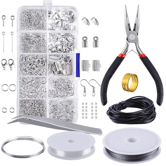 Kit para iniciantes em fabricação de joias com 900 peças, brincos, colares, ETC...
