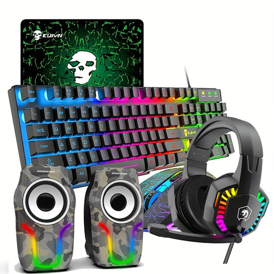 Conjunto de teclado gamer iluminado por LED Rainbow - Combinações de teclado