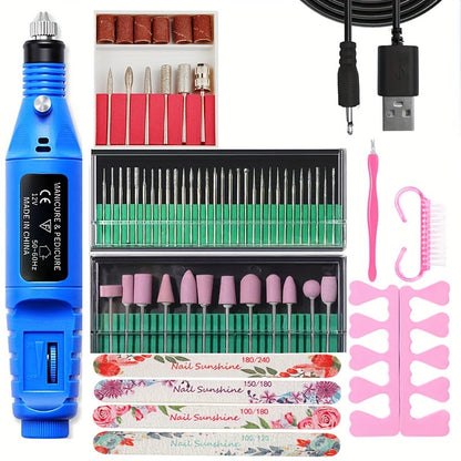High-Power Cordless Nail Drill Machine - Effortless Gel & Acrylic Nail Polisher - Rechargeable Efile Kit with Variable Speed & Professional Bits for Salon-Quality Manicures at Home - Complete, Safe & Versatile