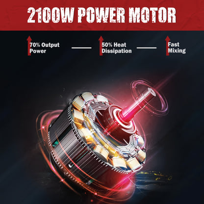 Betoneira Elétrica Portátil de 2100 W, Portátil com 6 Velocidades.