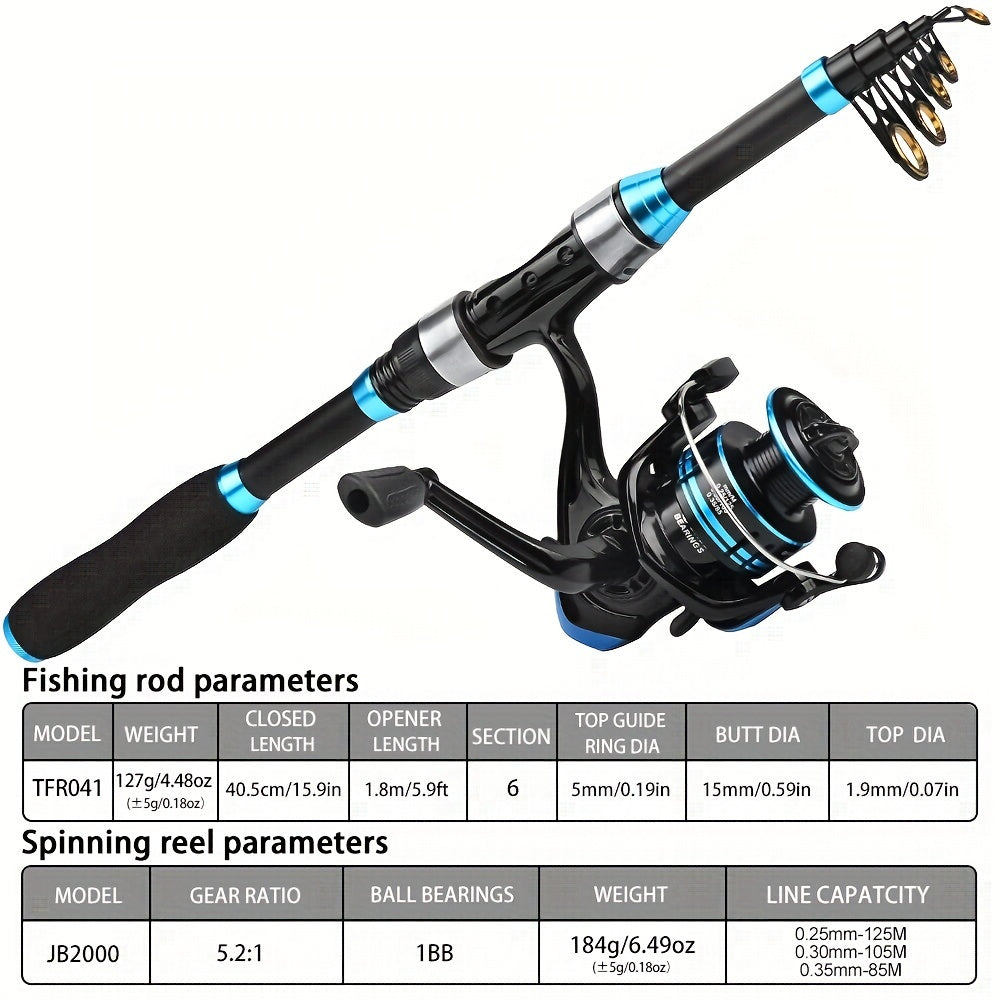 conjunto de vara e carretel telescópicos para pesca marítima de longa distância