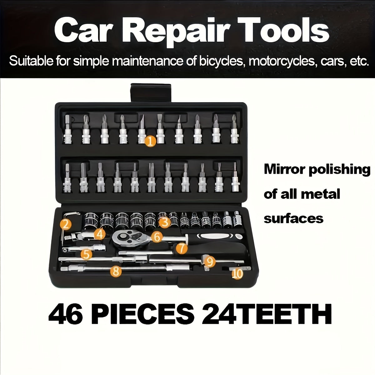 Kit de ferramentas mecânicas automotivas, Chave catraca de alta qualidade.