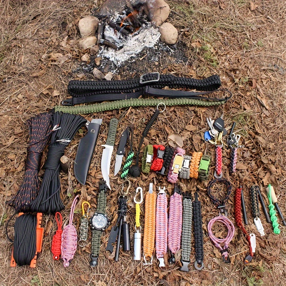 Corda multiuso de 7 fios de 100 pés/1220,47 pol. com cordão de fogo, linha de pesca