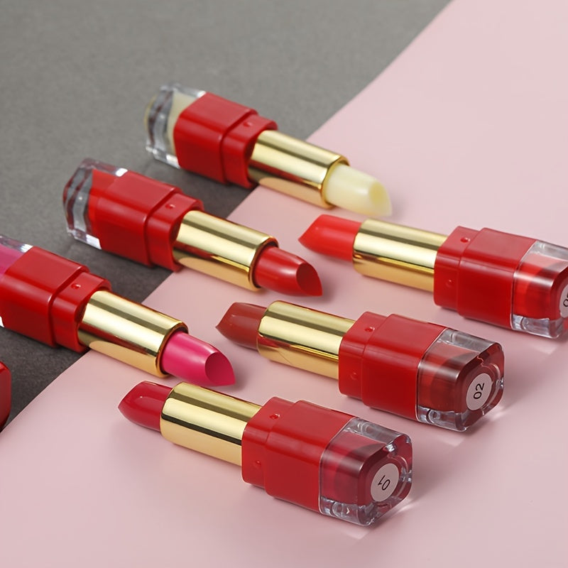 Conjunto de 12 cores de batom cremoso e hidratante.