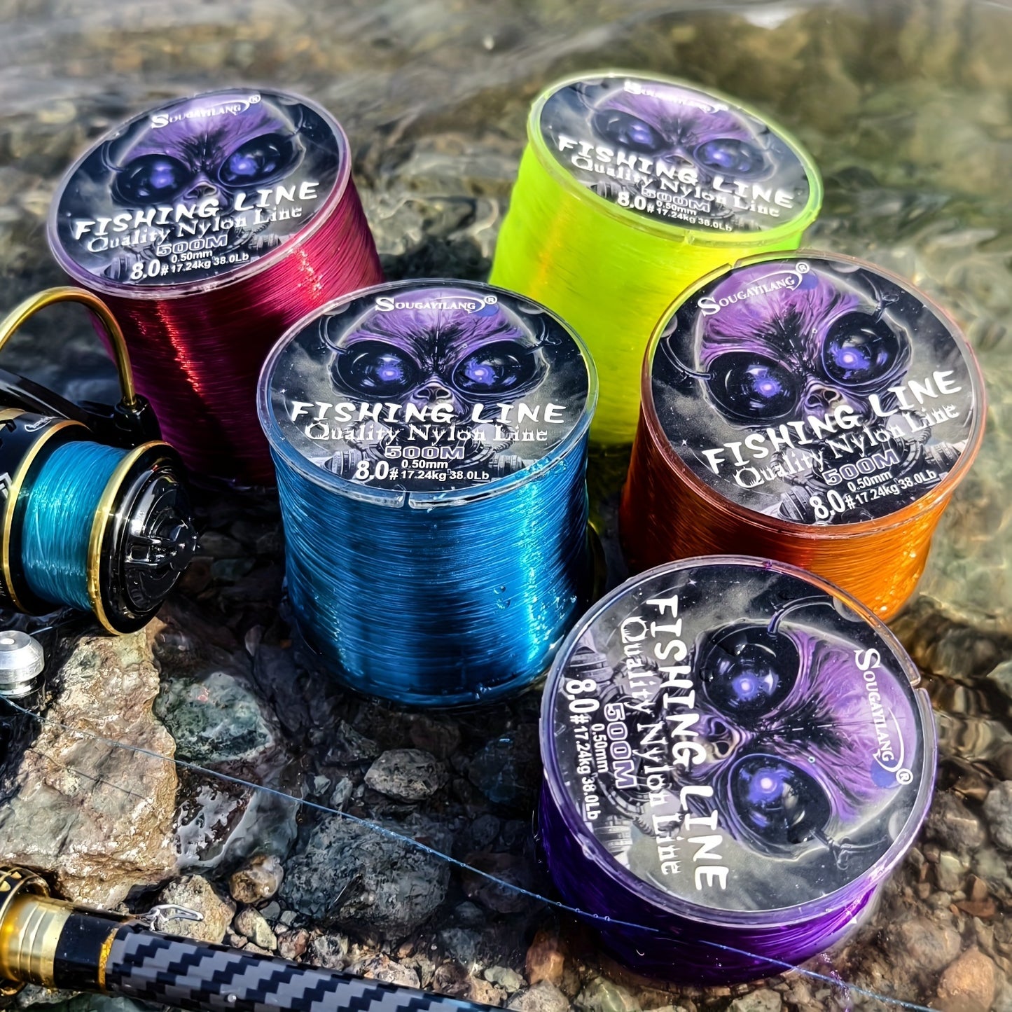Linha de pesca de nylon ultradurável de 547 jardas/500 m da Sougayilang