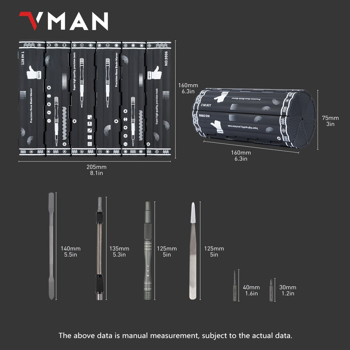 Conjunto de chaves de fenda de precisão 128 em 1, kit de chave de fenda magnética com eixo flexível, kit profissional de ferramentas de reparo magnético para computador, laptop, Xbox, console de jogos, ferramentas masculinas para presente
