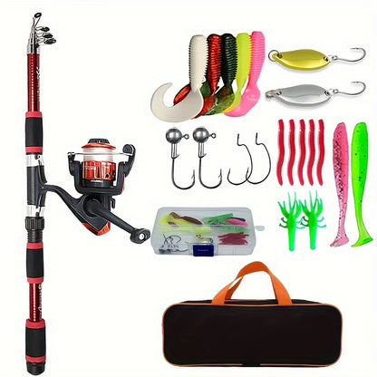 1 conjunto de kit de vara de pesca telescópica premium - portátil, durável e completo..