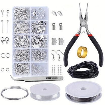 Kit para iniciantes em fabricação de joias com 900 peças, brincos, colares, ETC...