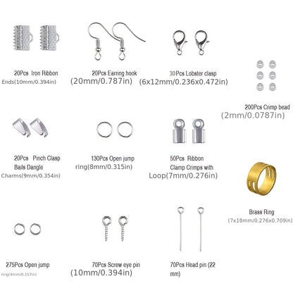 Kit para iniciantes em fabricação de joias com 900 peças, brincos, colares, ETC...